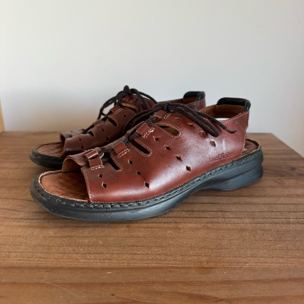 Josef Seibel Chestnut Brown Leather Sandals